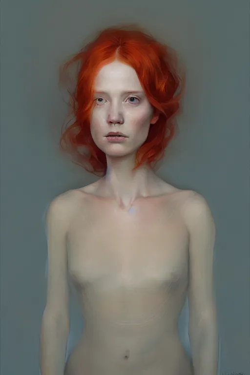 Image similar to of beautiful redhead female, beauty portrait by greg rutkowski, hilma af klint, moebius, victo ngai, sharp focus, global illumination, highly detailed, masterpiece, award winning, post processing