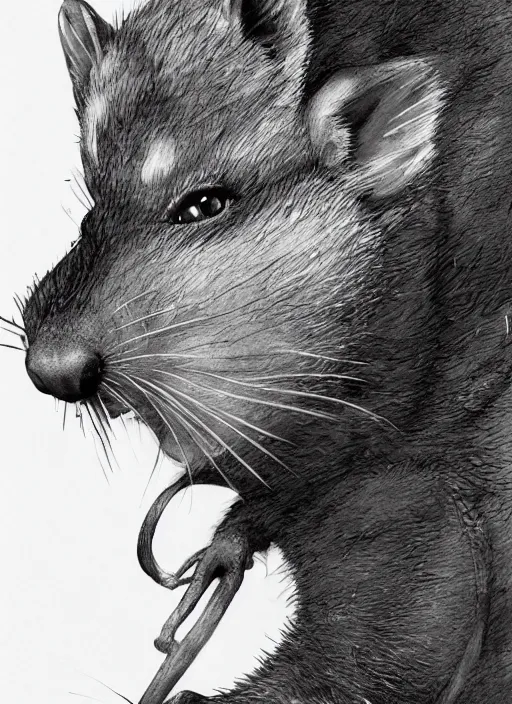 Prompt: close up portrait of a possum, powerful, domineering, stoic, masterful, intense, ultrafine hyperdetailed illustration by kim jung gi, irakli nadar, intricate linework, sharp focus, octopath traveler, yoji shinkawa, highly rendered, detailed, concept art