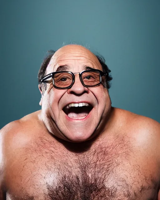 Image similar to portrait of danny devito as a professional wrestler. photographic, photography