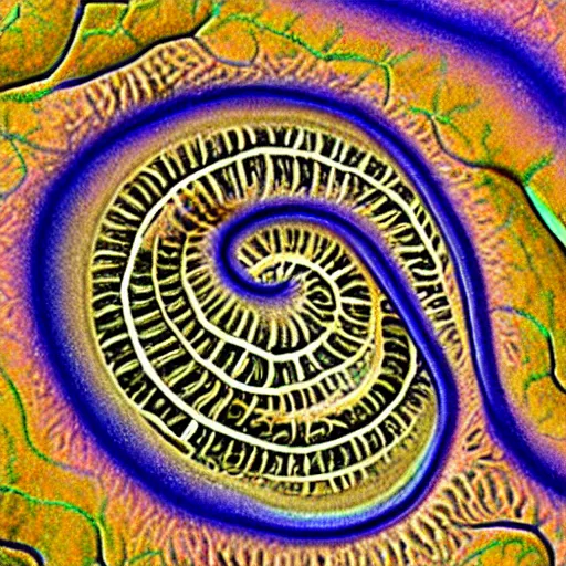 Image similar to nematodes, microscopy, microscope, Alex Grey, science, scientific, journal, vintage, colorful