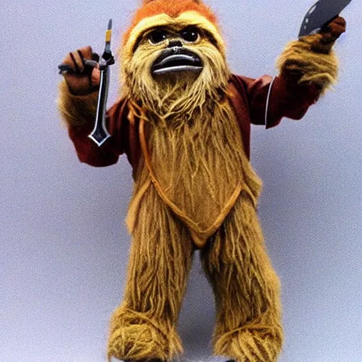 Image similar to star wars ewok running with scissors, forest, science fiction, wicket return of the jedi 1 : 6 scale