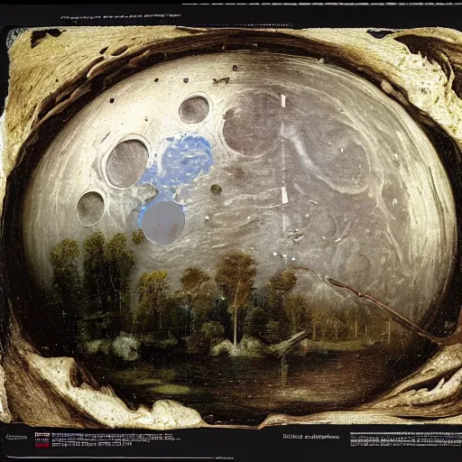 Image similar to the devouring moon, 4 d, cracks, distortion, by ivan shishkin, by john constable, by laurie lipton, by tony diterlizzi, by weta digital