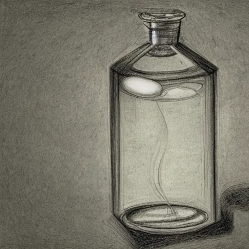 Image similar to earth in a bottle, pencil drawing by leonardo davinci, dynamic lighting