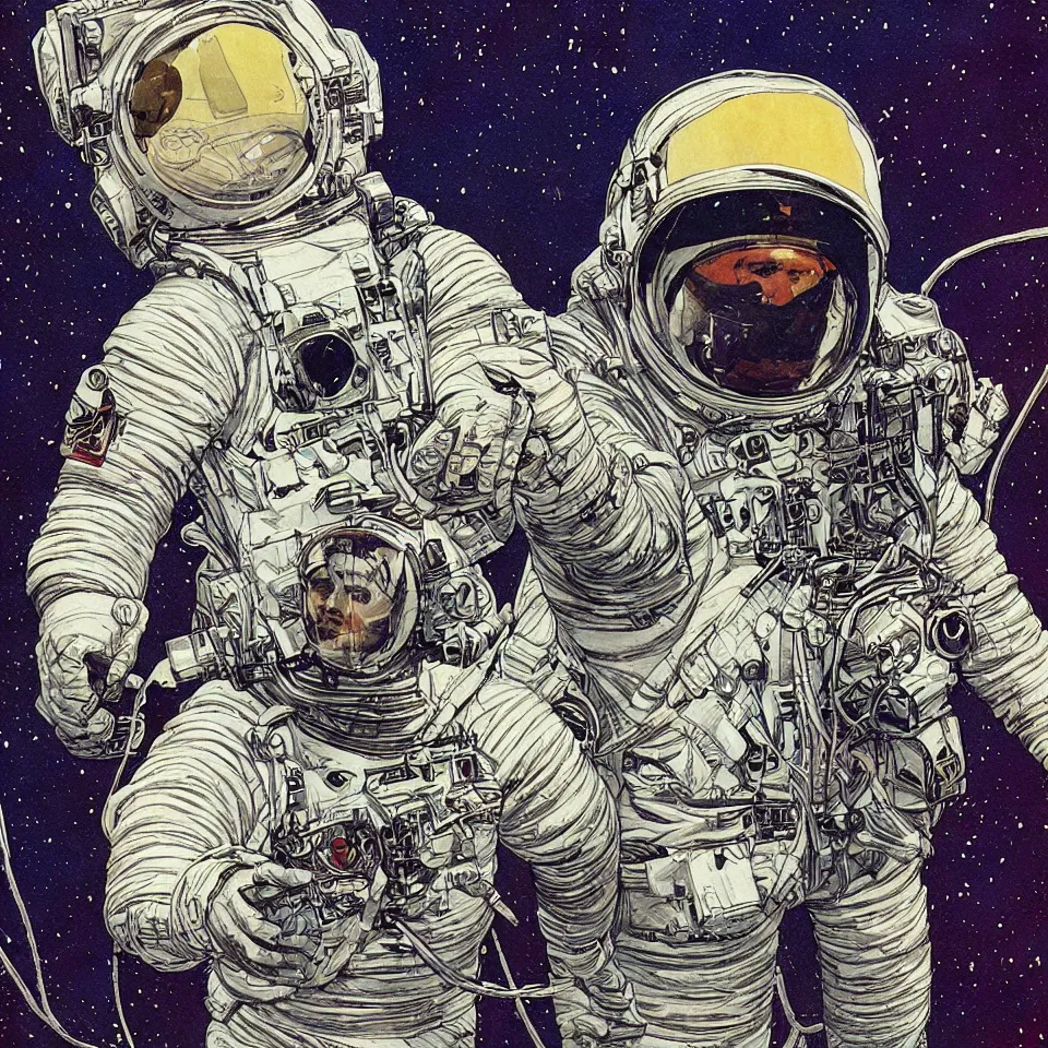 Prompt: a detailed astronaut helmet wearing a headphone by barry windsor - smith, digital painting, digital art, beautiful, dynamic lighting, cinematic, epic composition, masterpiece