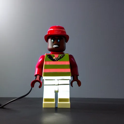 Prompt: Kanye West as a lego minifigure, studio light