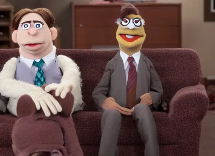 Image similar to film still of Dwight Schrute as a muppet from The Office, 4k