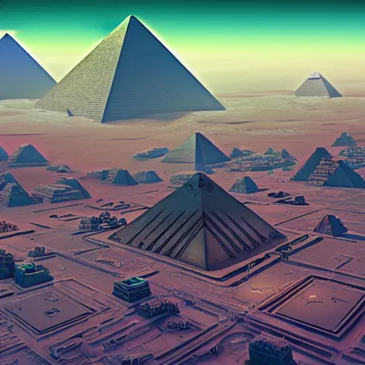 Prompt: cyberpunk pyramids in egypt by paolo eleuteri serpieri and tomer hanuka and chesley bonestell and daniel merriam and tomokazu matsuyama, unreal engine, high resolution render, featured on artstation, octane, 8 k, highly intricate details, vivid colors