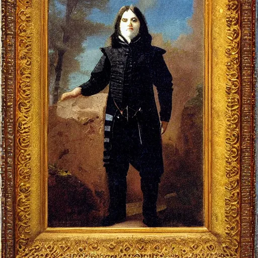 Prompt: A painting of an anthropomorphic wolf wearing a black doublet by Robert Cleminson and Albert Bierstadt