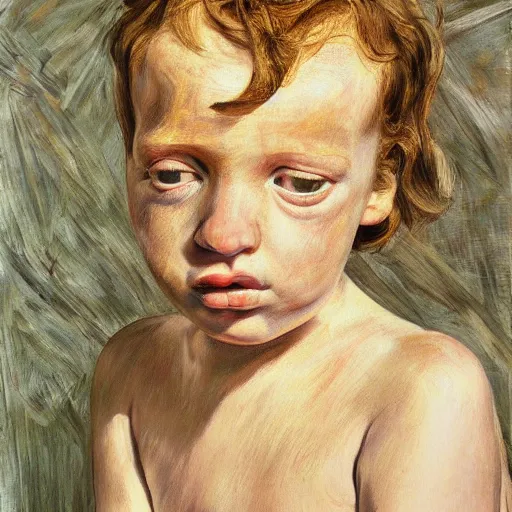 Image similar to high quality high detail painting by lucian freud, hd, ginger looking away