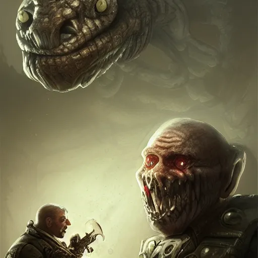 Prompt: cute Mister Bean in Gears of War cover art, ultra wide lens sho, tiny, small, short, cute and adorable, pretty, beautiful, DnD character art portrait, matte fantasy painting, eerie, DeviantArt Artstation, by Jason Felix by Steve Argyle by Tyler Jacobson by Peter Mohrbacher, cinematic lighting