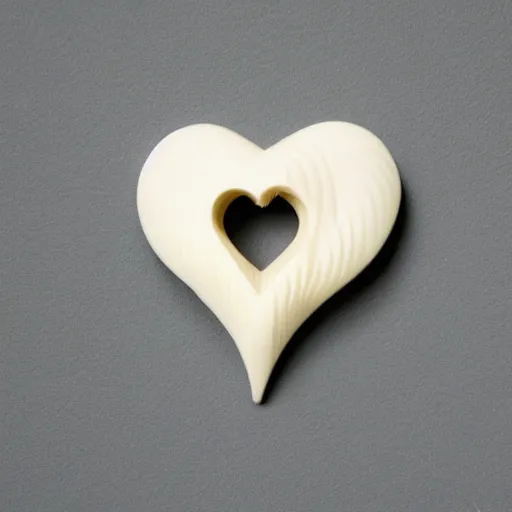 Prompt: parametric heart carved out of ivory, c anon 5 d 5 0 mm lens