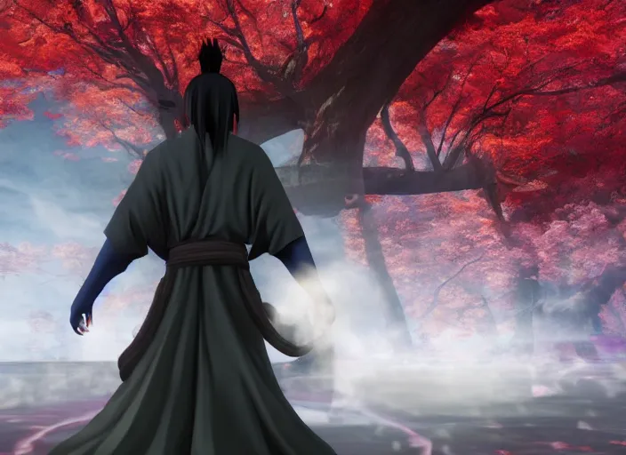 Prompt: itachi using susanoo, ultra realistic 4 k unreal engine very cinematic render with ray tracing bloom ambient occlusion strong reflections depth of field ( ( ( ( ( ( ( ( ( ( fog ) ) ) ) ) ) ) ) ) )