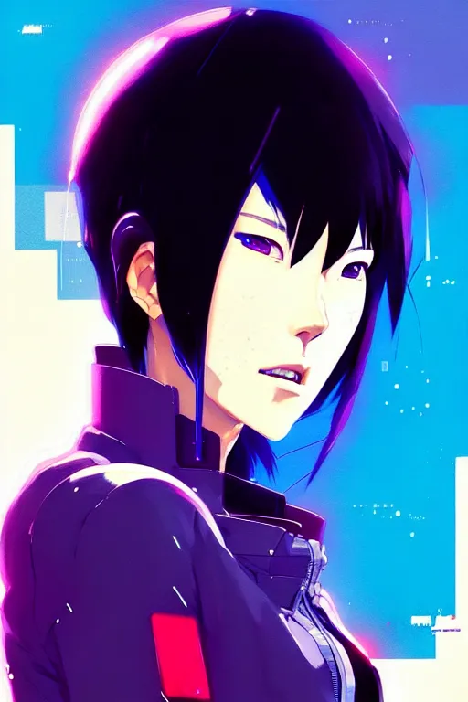 Prompt: a ultradetailed beautiful panting of motoko kusanagi wearing a jacket, by conrad roset, greg rutkowski and makoto shinkai, trending on artstation