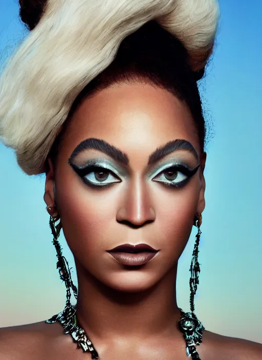 Prompt: photographic portrait of a stunningly beautiful renaissance beyonce with vibrant makeup in soft dreamy light at sunset, nick knight themed, contemporary fashion shoot, by edward robert hughes, annie leibovitz and steve mccurry, david lazar, jimmy nelsson, breathtaking, 8 k resolution, extremely detailed, beautiful, establishing shot, artistic, hyperrealistic, beautiful face, octane render