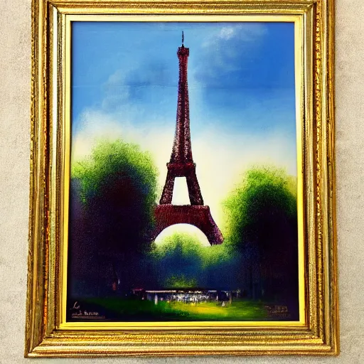 Prompt: the eiffel tower painted by bob ross