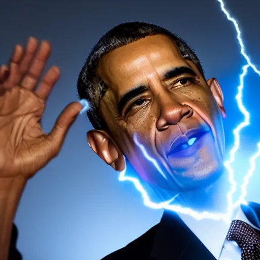 Prompt: Obama casting a powerful magic Spell with electricity in the air, Videogame, 40nm lens, shallow depth of field, split lighting