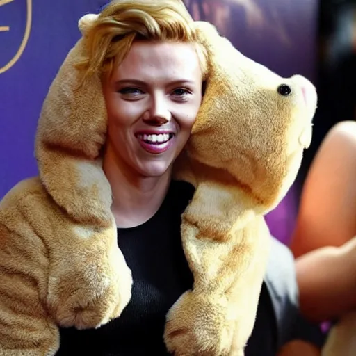 Image similar to scarlett johansson wearing a hamster costume