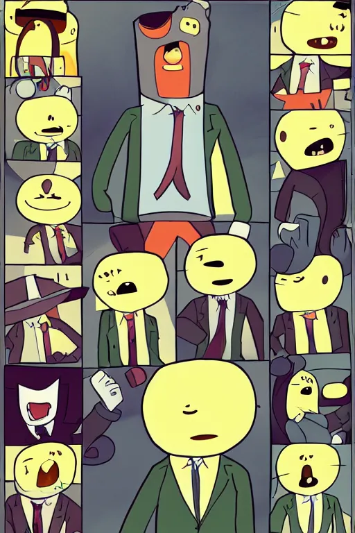 Image similar to gentleman in suit in style of adventure time, detailed, clean