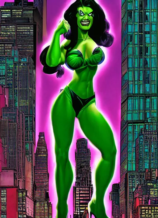 Image similar to a portrait of the she hulk in new york city by joe jusko, simone bianchi and alex ross dramatic lighting.