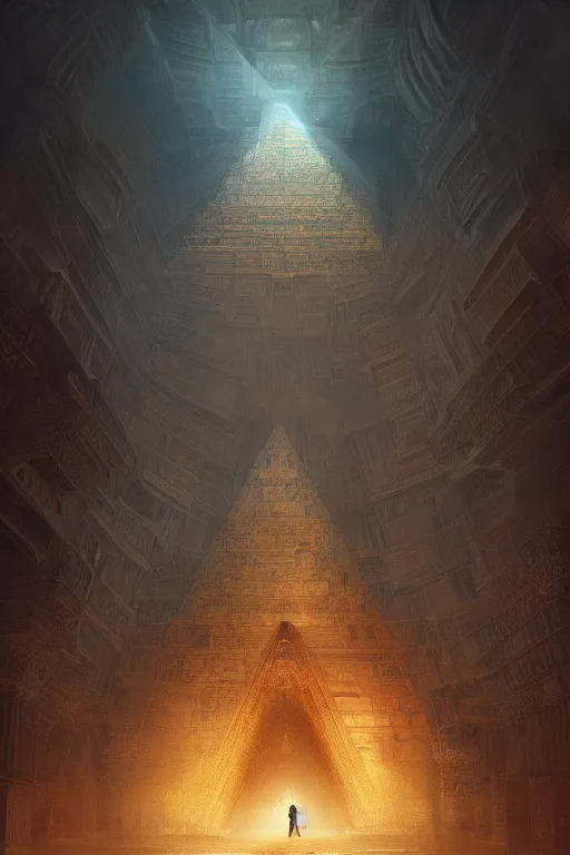 Image similar to inside of a pyramid of gizah, intricate, elegant, volumetric lighting, digital painting, highly detailed, artstation, sharp focus, illustration, concept art, ruan jia, steve mccurry