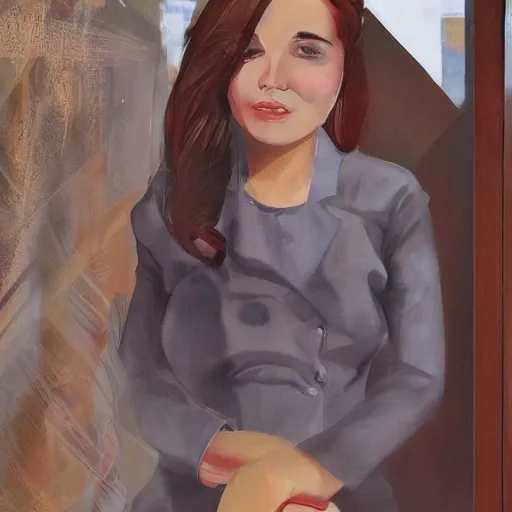 Image similar to woman in business suit, brown neat hair, pixiv, fanbox, trending on artstation, digital art, portrait, modern, sleek, highly detailed, formal, serious, determined, competent, colorized, smooth, charming, pretty, safe for work, law office