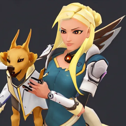 Image similar to mercy with pharaoh, in overwatch official style