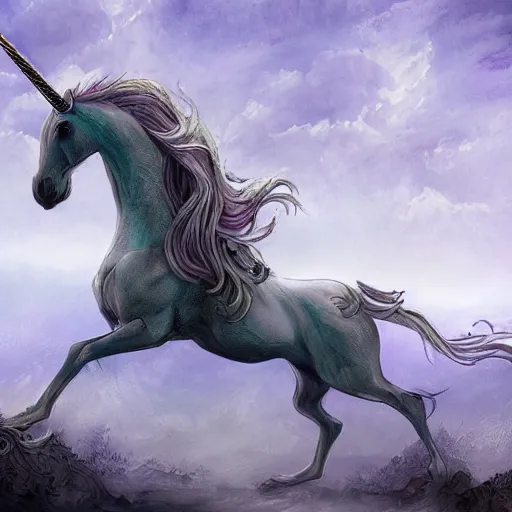 Image similar to an evil stabby unicorn, fantasy art