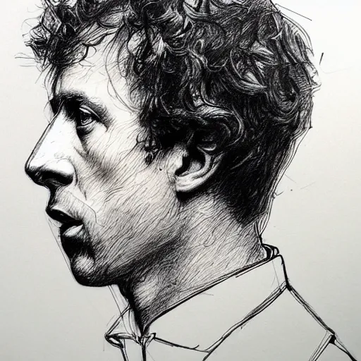 Image similar to a realistic yet scraggly portrait sketch of the side profile of a stern and sophisticated napoleon dynamite, trending on artstation, intricate details, in the style of frank auerbach, in the style of sergio aragones, in the style of martin ansin, in the style of david aja, in the style of mattias adolfsson