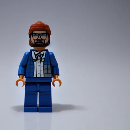 Image similar to walter white lego figure realistic photo 50mm lens