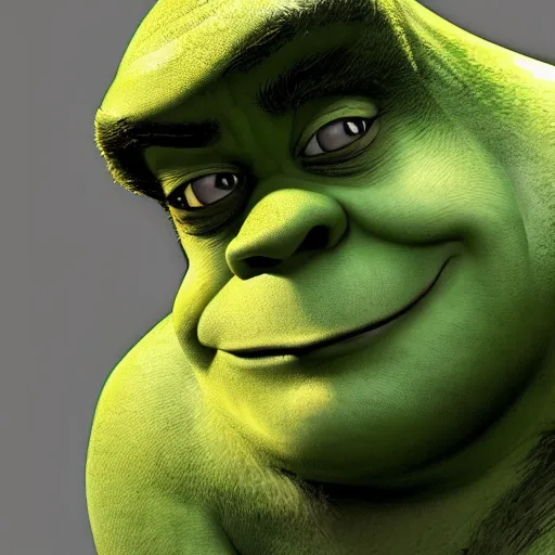 Prompt: shrek as a human, photorealistic, hyper detailed, 4 k