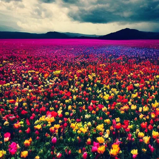 Prompt: Millions of colorful flowers blossoming, climax, overwhelming, brilliant, cinematic, epic, 8k, sharp focus