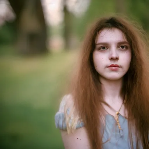 Image similar to a young woman is posing for a photograph, petzval lens. featured on flickr, art photography, photo taken with provia,