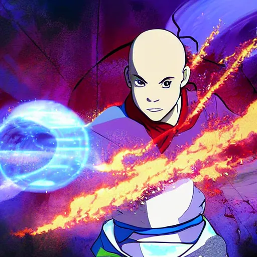 Prompt: avatar the last airbender earth kingdom cyberpunk digital paiting