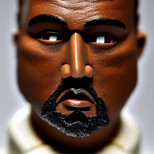Prompt: Kanye West as a stop-motion claymation model, close-up photography, macro lens