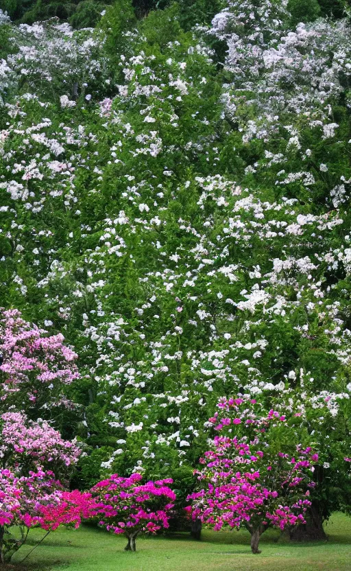 Image similar to flower - sized trees and tree - sized flowers