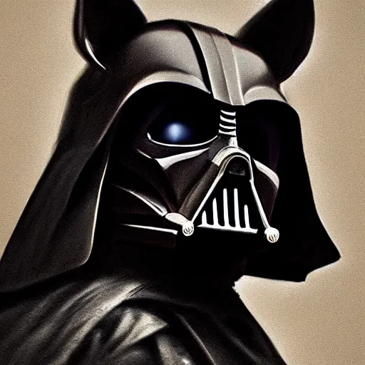 Image similar to cinematic portrait of dog that looks like darth vader, concept art, mars ravelo and greg rutkowski, artstation