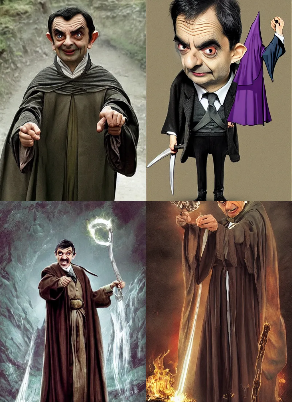 Prompt: mr bean as an evil wizard from lord of the rings