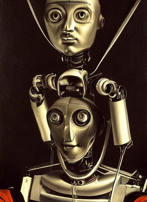 Prompt: a portrait of a robot by Caravaggio