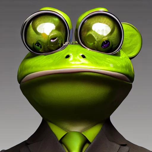 Prompt: an anthropomorphic frog wearing a suit, extremely detailed, detailed face, cinematic lighting, trending on artstation