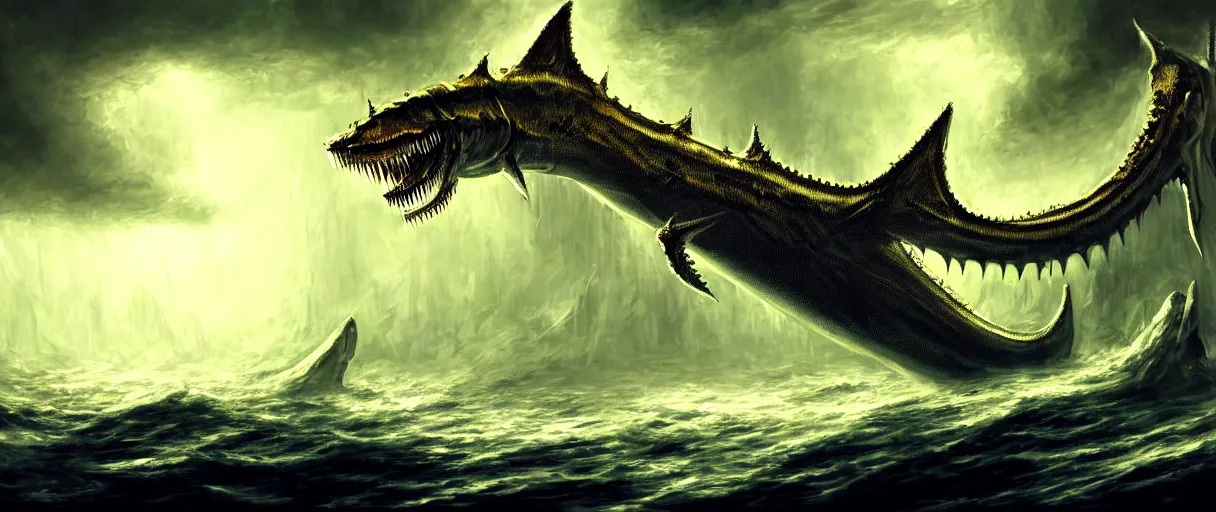Prompt: hyperrealistic very intricate neo-gothic white leviathan eating the world digital painting concept art james white! cinematic dramatic yellow lighting low angle hd 8k sharp shallow depth of field