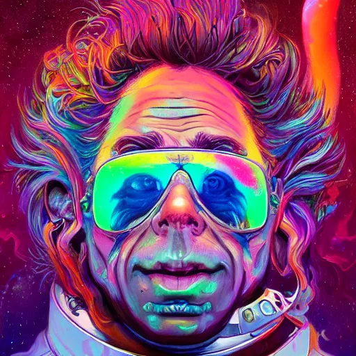 Prompt: Rick Sanchez an extremely psychedelic experience, colorful, surreal, dramatic lighting, cosmonaut, LSD, face, detailed, intricate, elegant, highly detailed, digital painting, artstation, concept art, smooth, sharp focus, illustration, art by Sam Spratt, Dan Mumford, Artem Demura and Alphonse Mucha