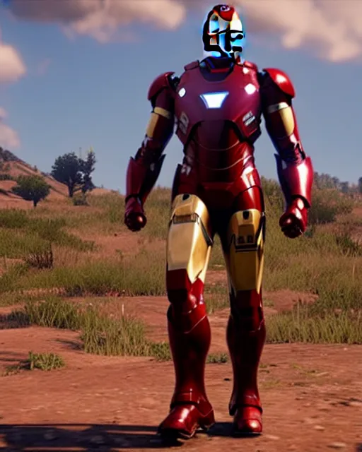 Prompt: robust bulky and sleek iron man suit in red dead redemption 2, cinematic, photorealistic
