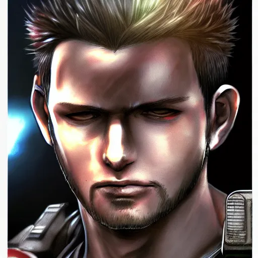 Image similar to portrait of chris redfield, anime fantasy illustration by tomoyuki yamasaki, kyoto studio, madhouse, ufotable, trending on artstation