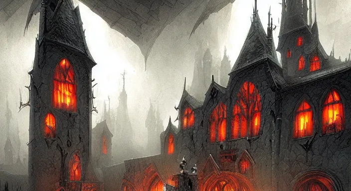 Prompt: dark sinister vampire lair by Marc Simonetti, library, adventure game