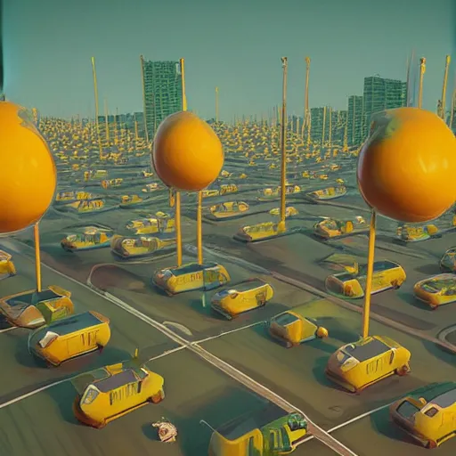 Prompt: “the existence of lemons by Simon Stalenhag, trending on artstation, 8k, octane rendered, highly detailed”