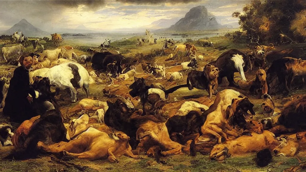 Prompt: Man Proposes, God Disposes, oil on canvas, Edwin Landseer