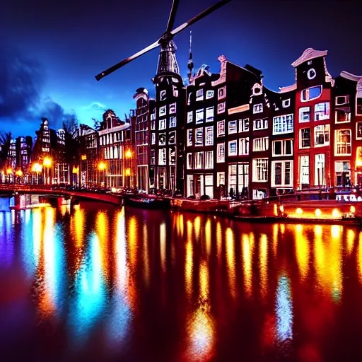 Prompt: amsterdam cyberpunk theme