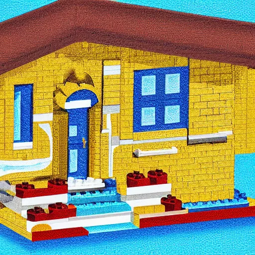 Image similar to lego house, highly detailed, digital painting