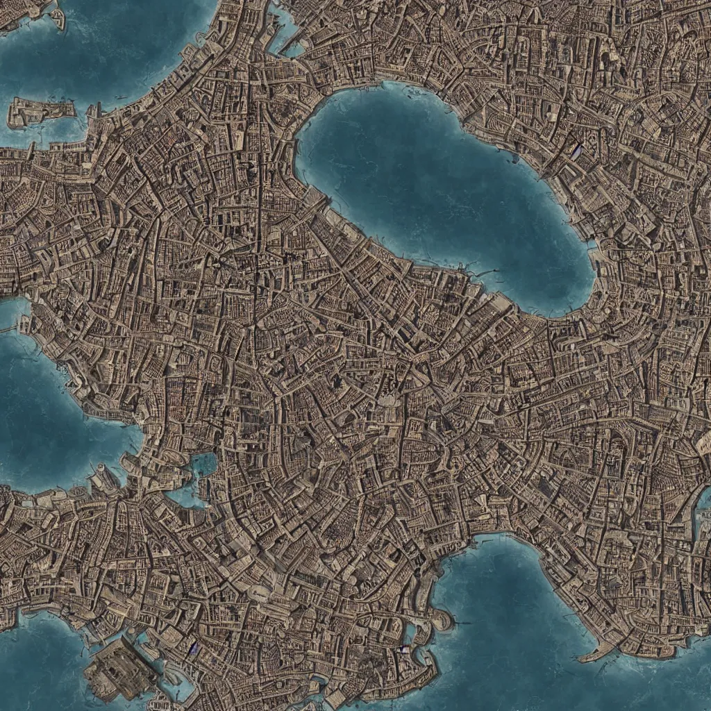 Image similar to A map of venice in Civilization 5, video game, highly detailed, intricate, 8k render, by Greg Rutkowski