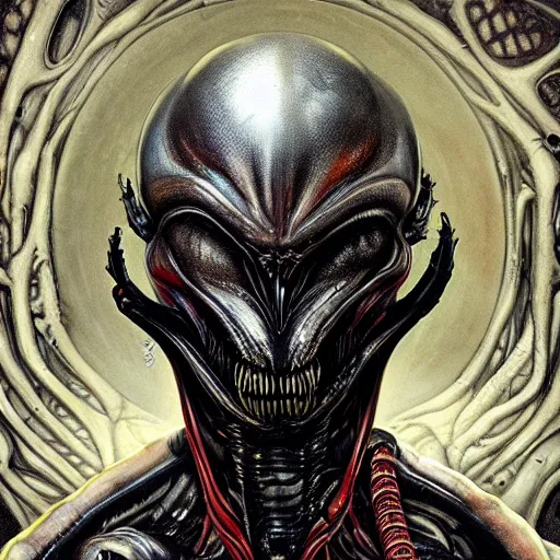 Image similar to Lofi Giger Scorn Horror Alien portrait of Venom Pixar style by Tristan Eaton Stanley Artgerm and Tom Bagshaw